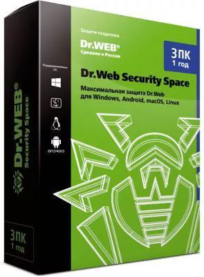 Антивирус Dr.Web Security Space 3 ПК 1 год BOX